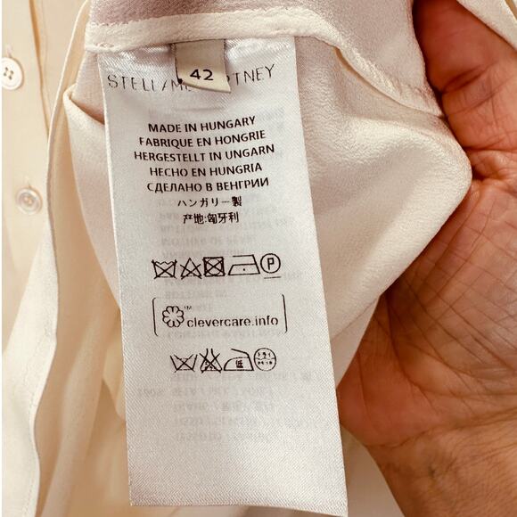 Stella McCartney Eva Cream Silk 3/4 Button Mandarin Collar Blouse 42 / M - Picture 8 of 16